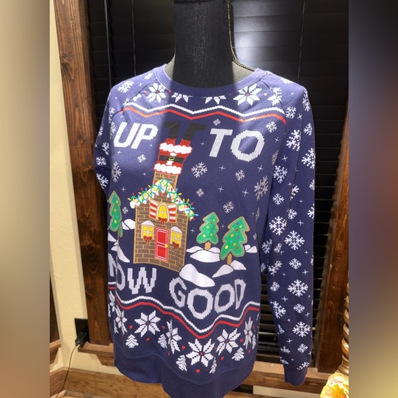 EUC “Freeze “Christmas  blue Sweatshirts Size M - Picture 2 of 5